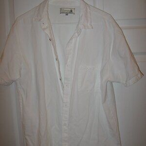 Seaspice Short Sleeve Beach Casual Shirt Men's Size Medium White